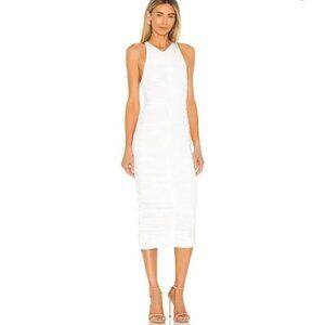 NEW  A.L.C. White Ruched Sleeveless Adrienne Midi Dress